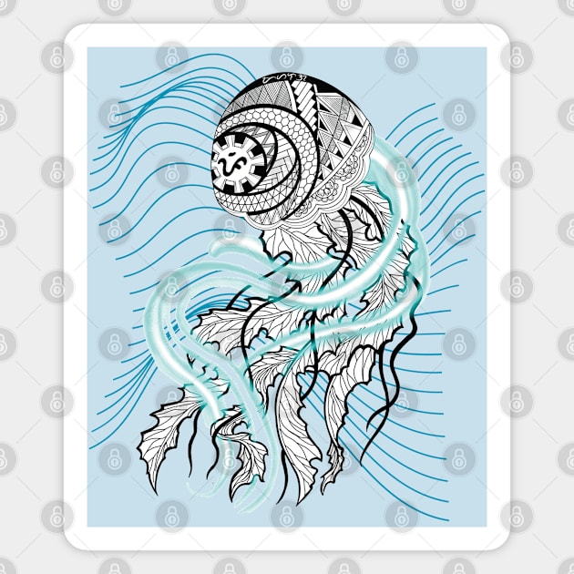 Jellyfish Tribal Line Art Magnet by Pirma Pinas